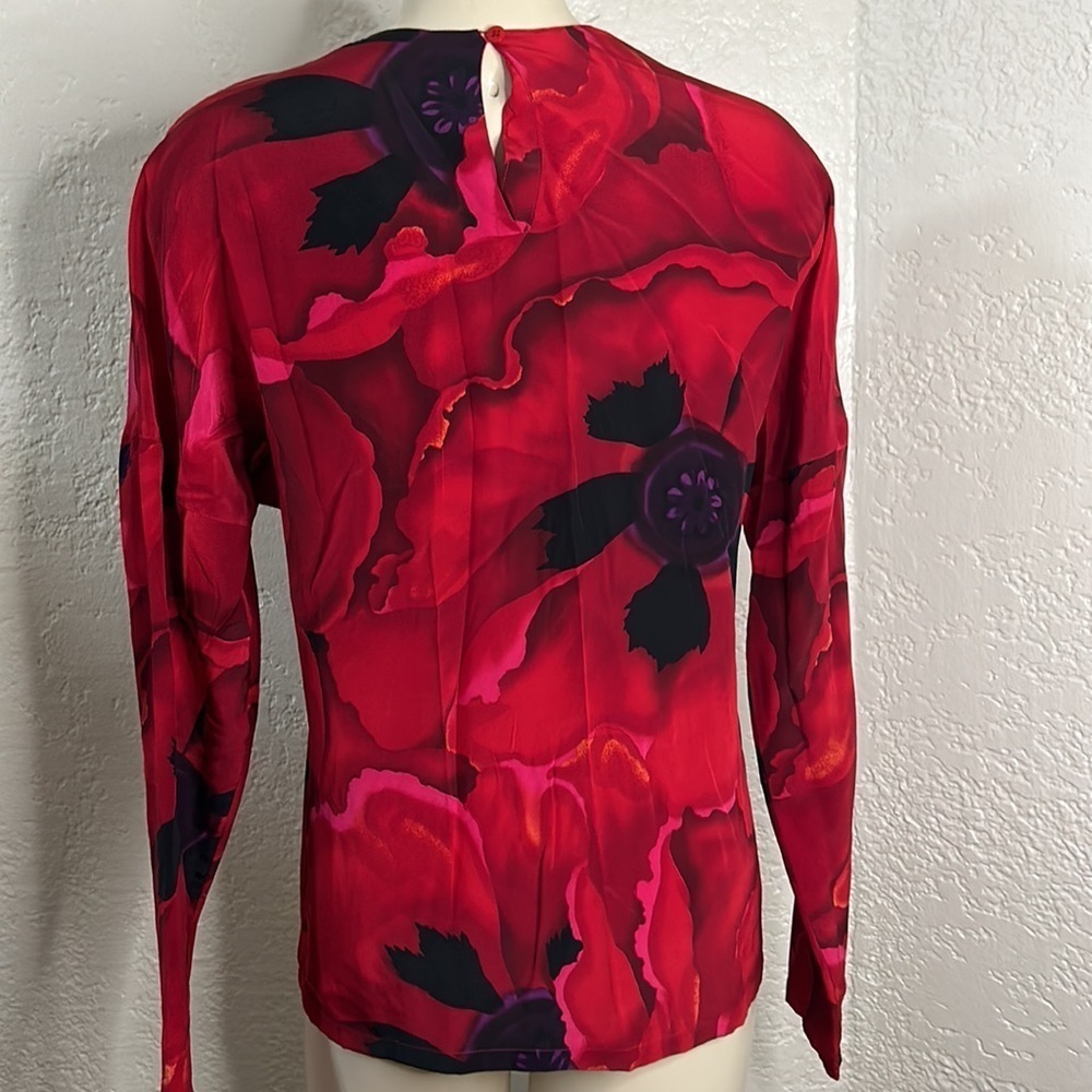 ELLEN Tracy vtg 100% silk floral blouse SZ 4 - Picture 5 of 10